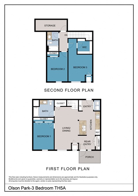 Floor plan for 3 beds, 2 baths, 1592 sqft